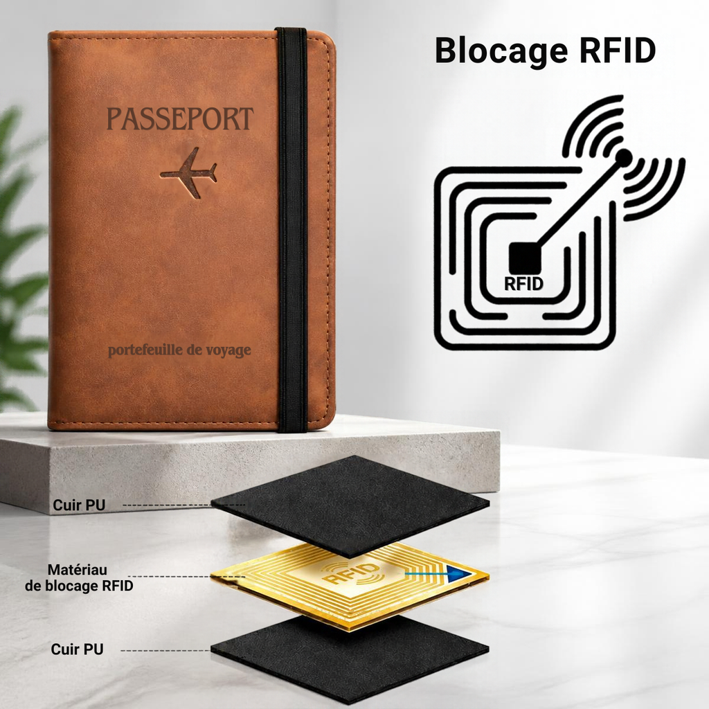 Porte-passeport RFID de voyage avec rangements – vue de détail 3