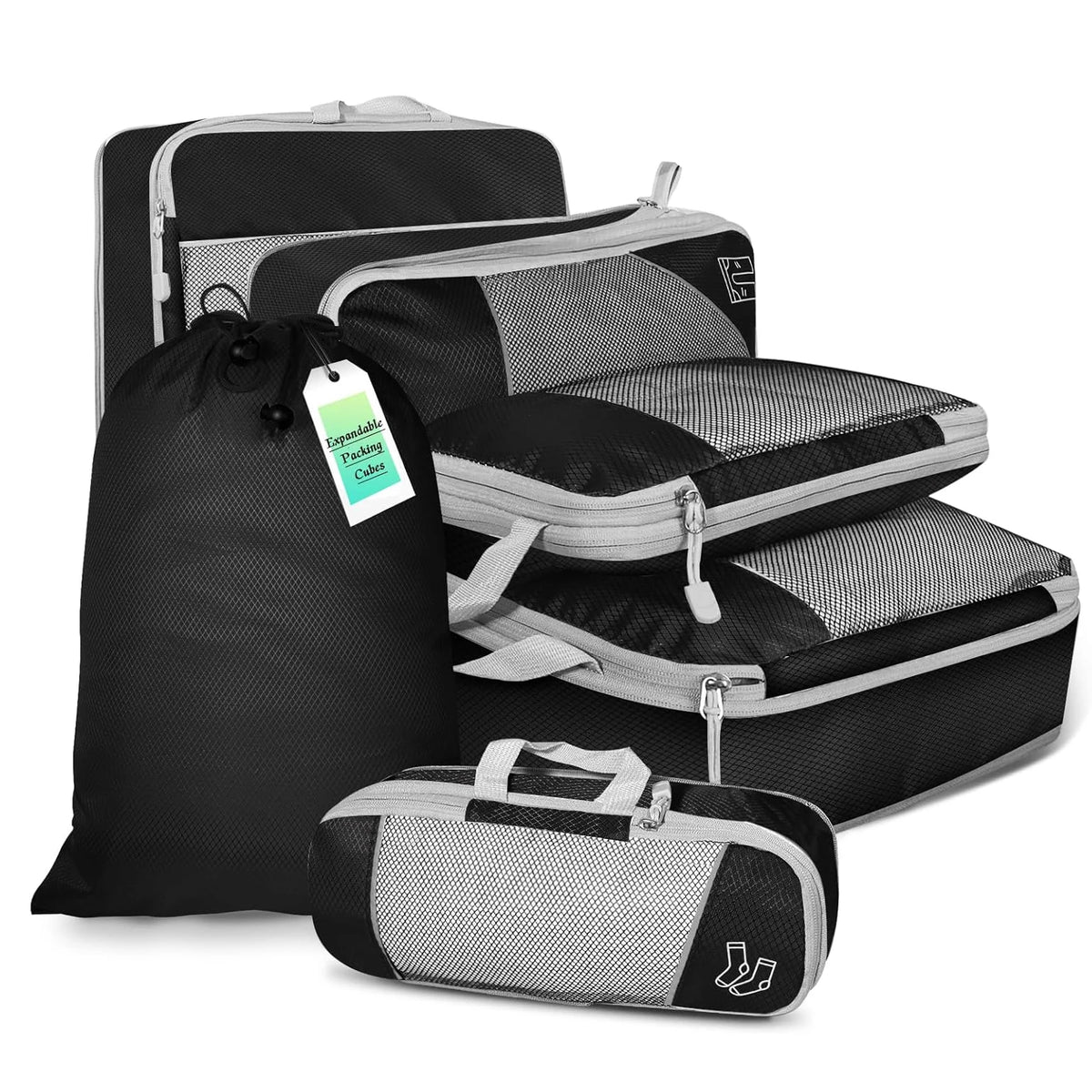 Organiseurs de compression pour valise – Set de 6 multi-formats