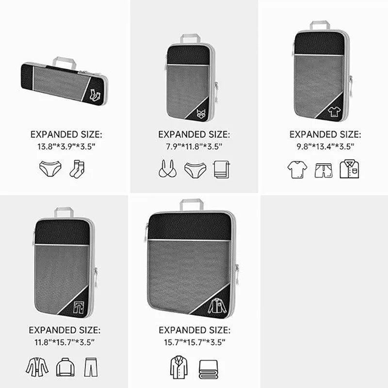 Organiseurs de compression pour valise – Set de 5 avec sac à chaussures – vue complémentaire 2