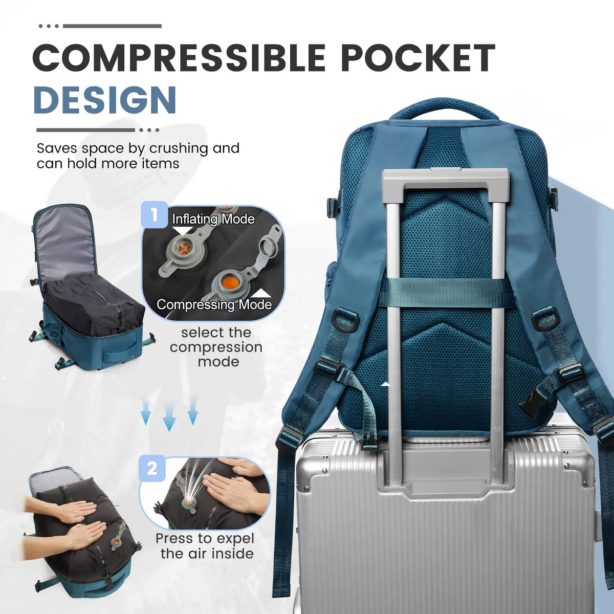 Sac à dos à compression sous vide – 2 formats, avec ou sans pompe – vue complémentaire 5