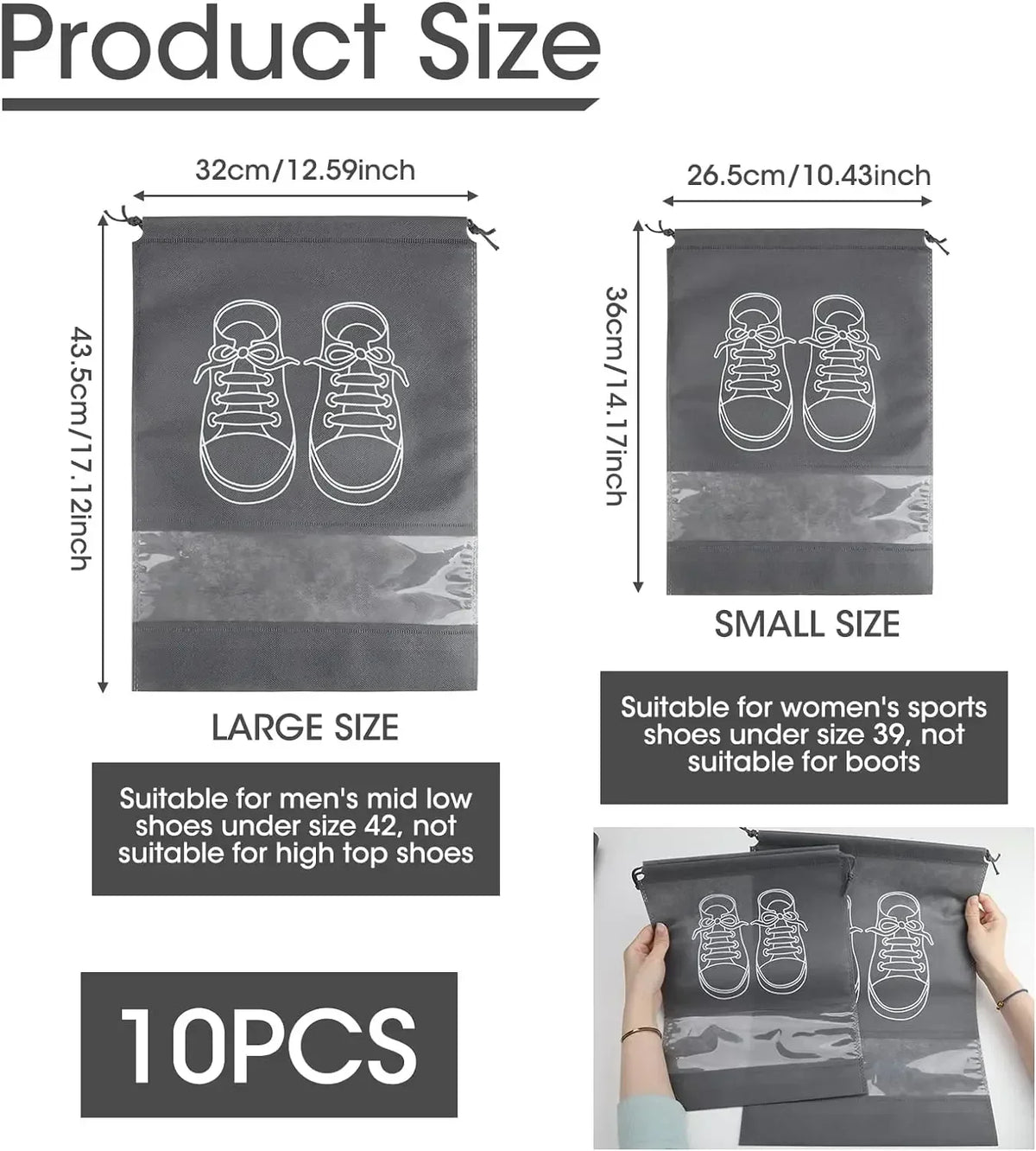 Sacs à chaussures de voyage – Lots de 5 ou 10 – vue complémentaire 2
