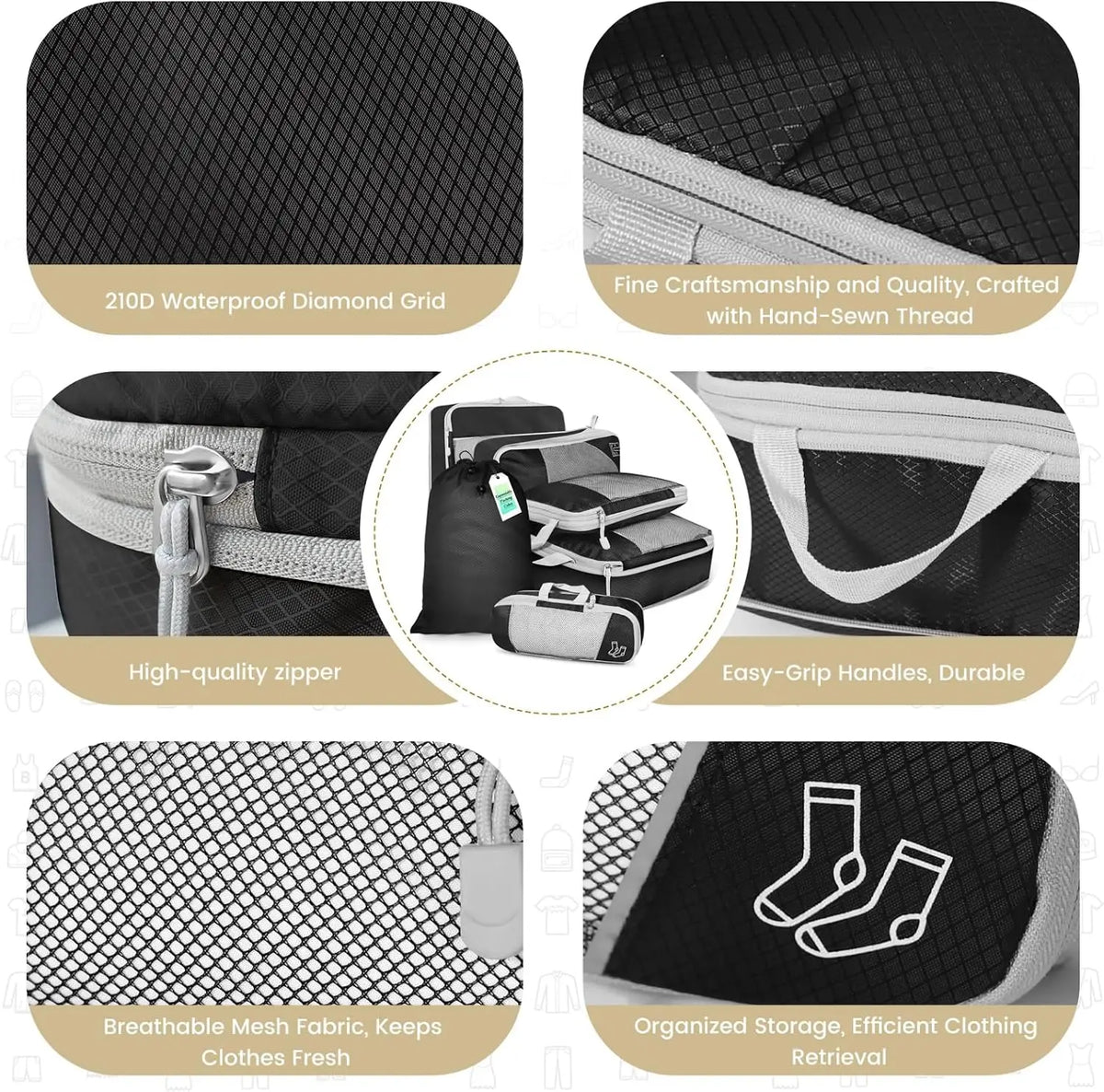 Organiseurs de compression pour valise – Set de 6 multi-formats – vue complémentaire 2