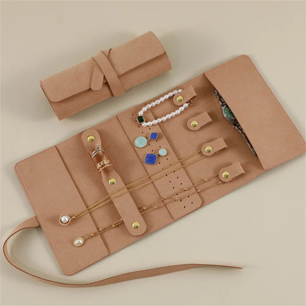 Pochette à bijoux de voyage enroulable – 24 × 10 cm