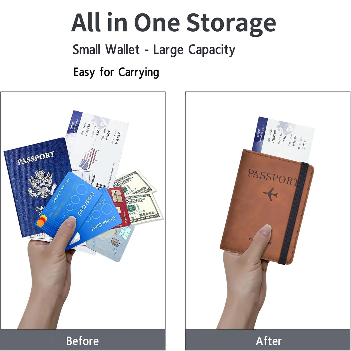 Porte-passeport RFID compact avec rangements – vue complémentaire 4