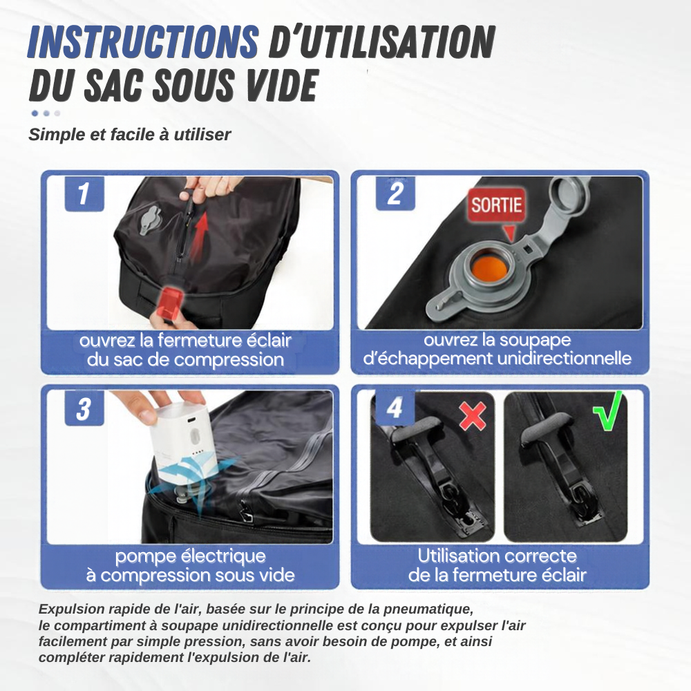 Sac à dos cabine à compression sous vide 40 × 30 × 20 cm – vue de détail 4